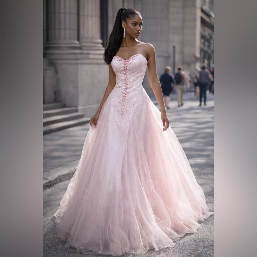 Elegant Pink Strapless Gown